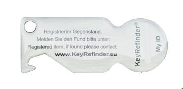 KeyRefinder® chrome steel black-red with bottle opener